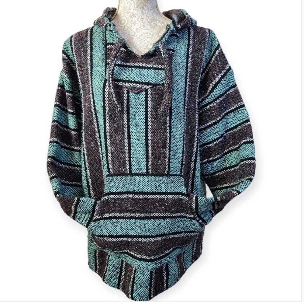 Vintage 90's Surfer Hippie Grunge Classic Baja Hoodie Size XL